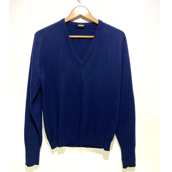 ST Michaels cashmere sweater britain made V neck navy blue winter preppy men 40 - Picture 1 of 3